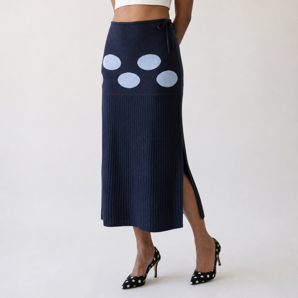 Unique Dot Knit Midi Skirt-0
