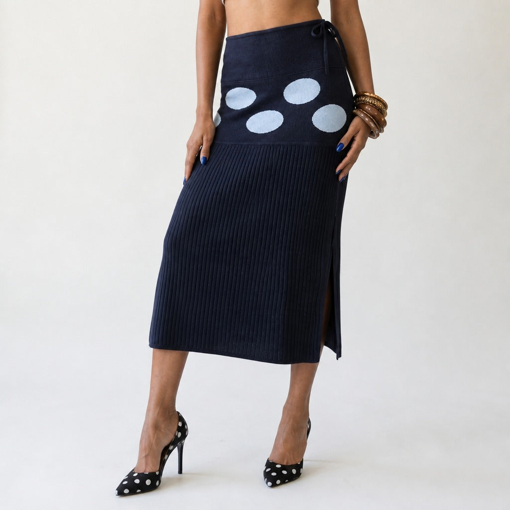 Unique Dot Knit Midi Skirt-1