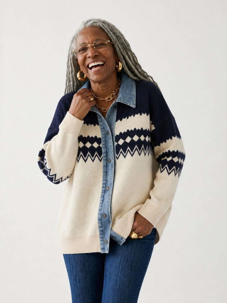 Adventurous Knitted Denim Cardigan-0