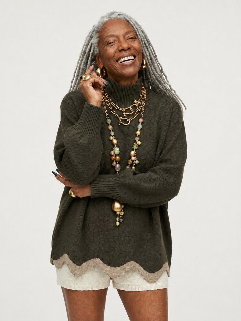 Grounded Wavy Hem Knit Sweater-2