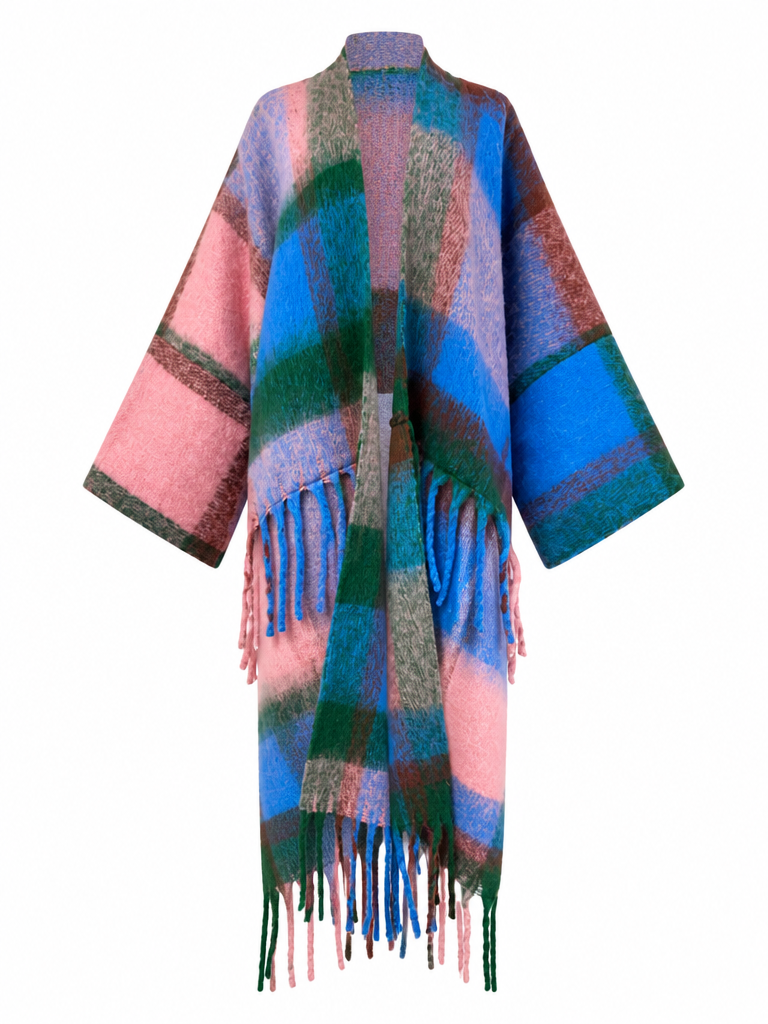Wild Heart Plaid Tassel Kimono-3
