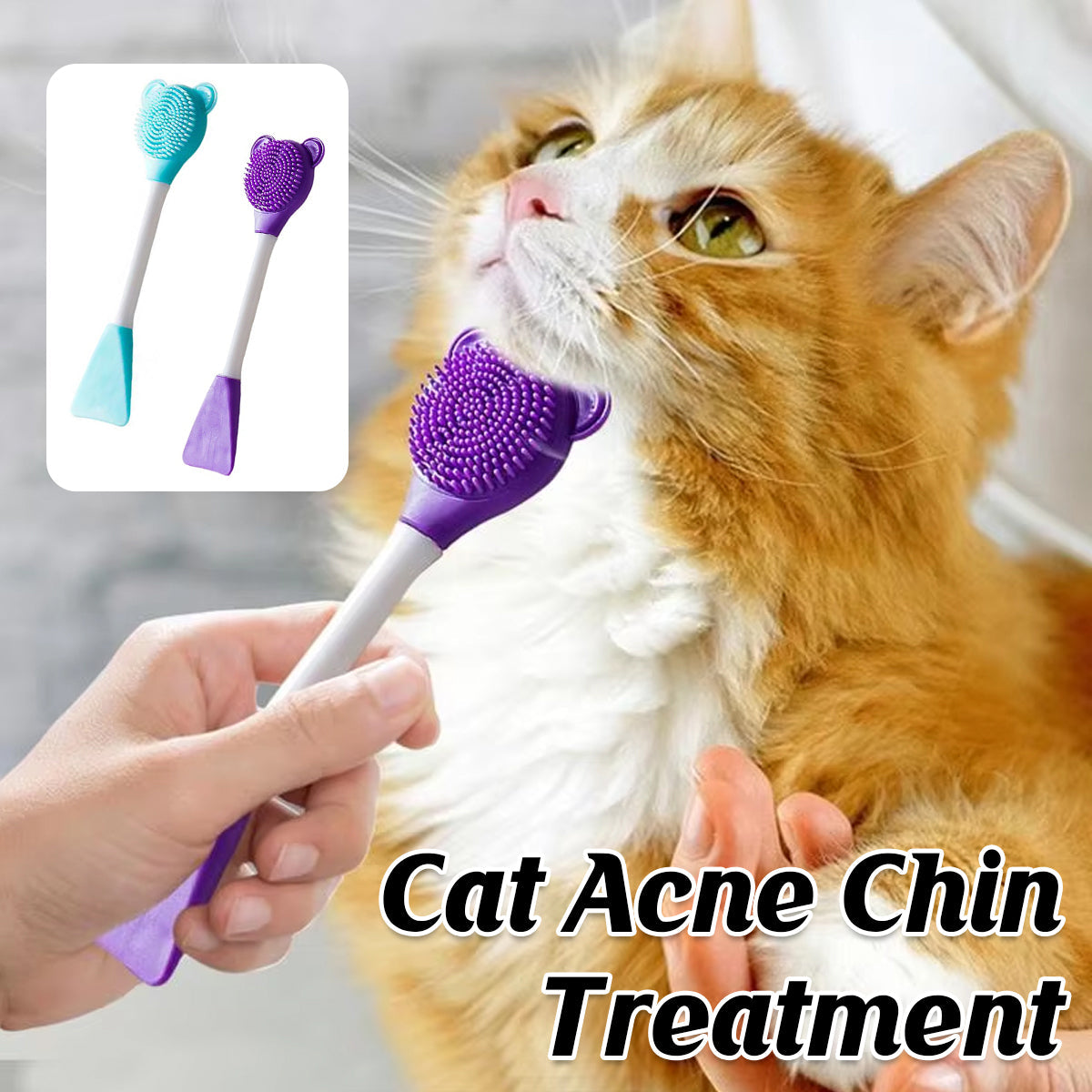 Silicone pet cleaning brush with an ergonomic handle and cute bear-shaped bristle head