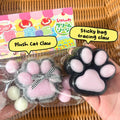 Cat paw mochi squishy fidget toy, soft pink and white TPR decompression sensory relief tool
