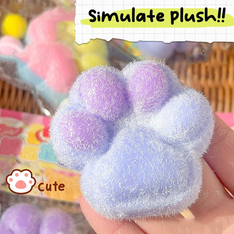 Cat paw mochi squishy fidget toy, soft pink and white TPR decompression sensory relief tool — view 3