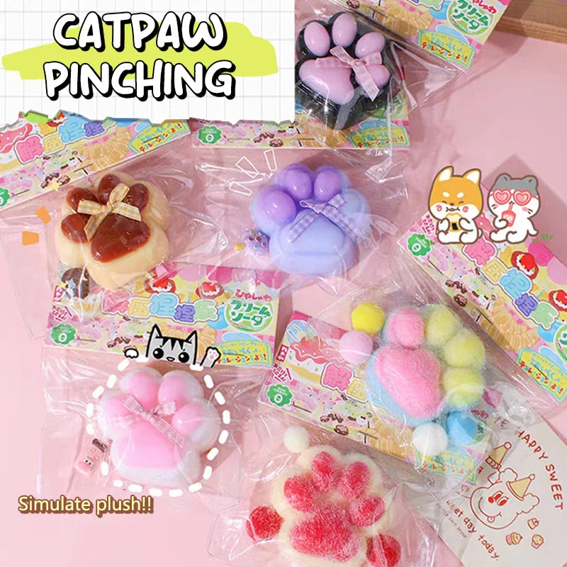 Cat paw mochi squishy fidget toy, soft and adorable animal shaped stress ball for relaxation. — view 2