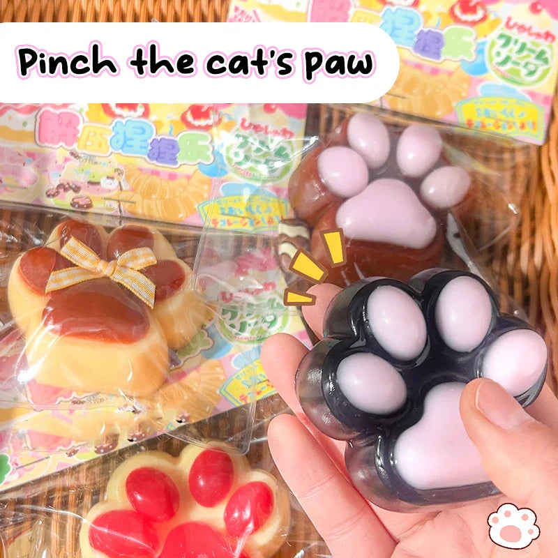 Cat paw mochi squishy fidget toy, soft and adorable animal shaped stress ball for relaxation. — view 4