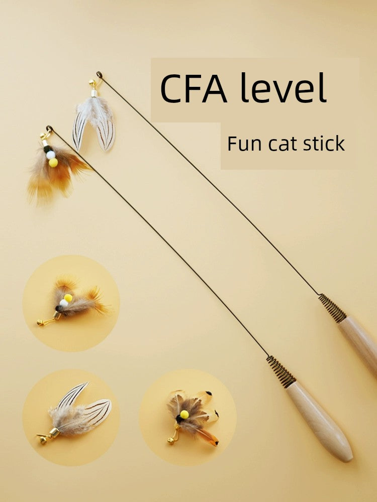 Interactive bite-resistant cat teaser feather toy replacement head for engaging indoor feline play and exercise
