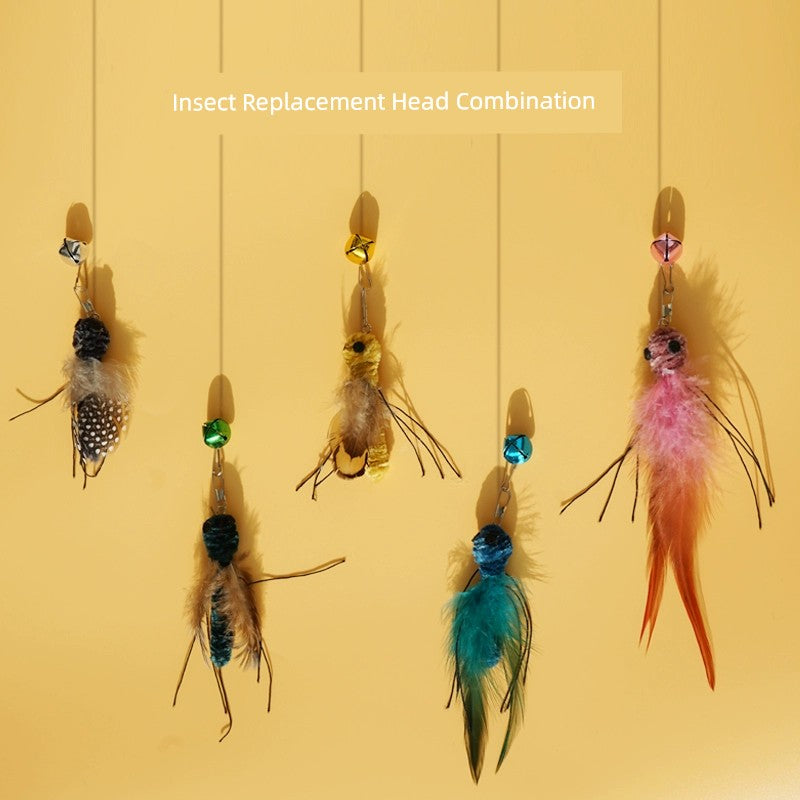 Interactive bite-resistant cat teaser feather toy replacement head for engaging indoor feline play and exercise — view 4