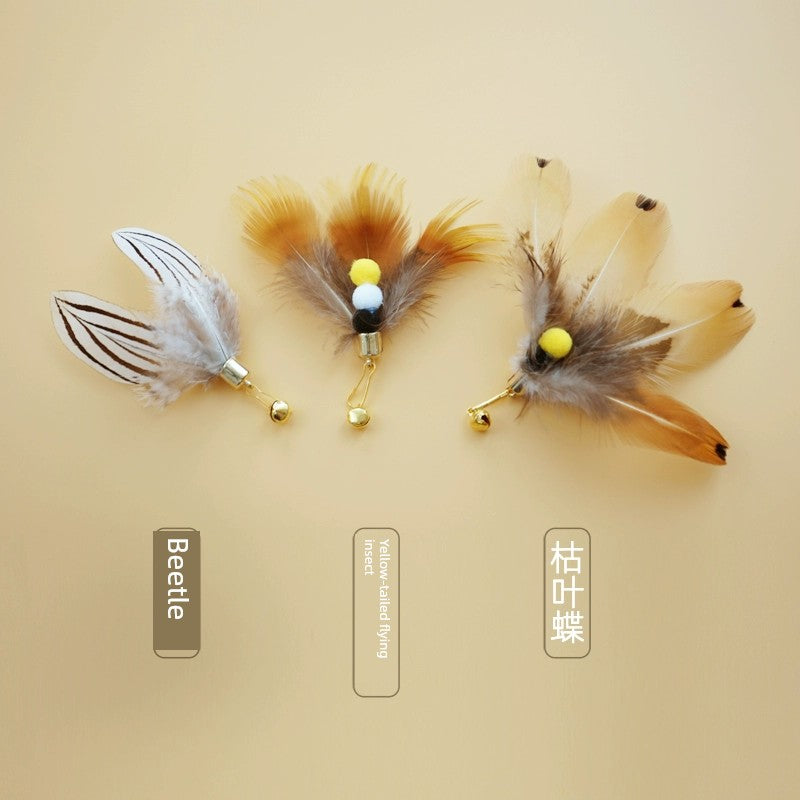 Interactive bite-resistant cat teaser feather toy replacement head for engaging indoor feline play and exercise — view 5