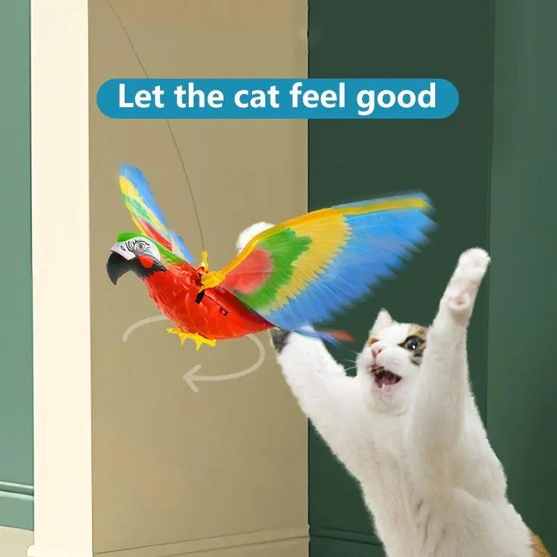 Ceiling-activated cat bird toy, interactive plastic eagle hanging from ceiling wire for indoor feline play — view 2
