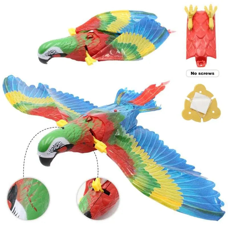 Ceiling-activated cat bird toy, interactive plastic eagle hanging from ceiling wire for indoor feline play — view 4