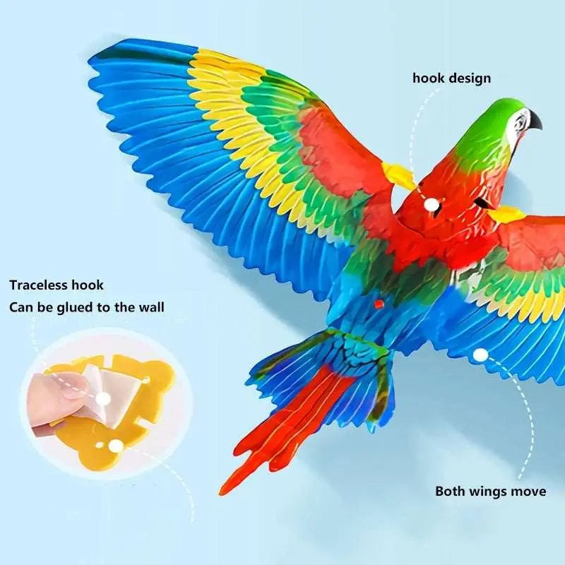 Ceiling-activated cat bird toy, interactive plastic eagle hanging from ceiling wire for indoor feline play — view 5