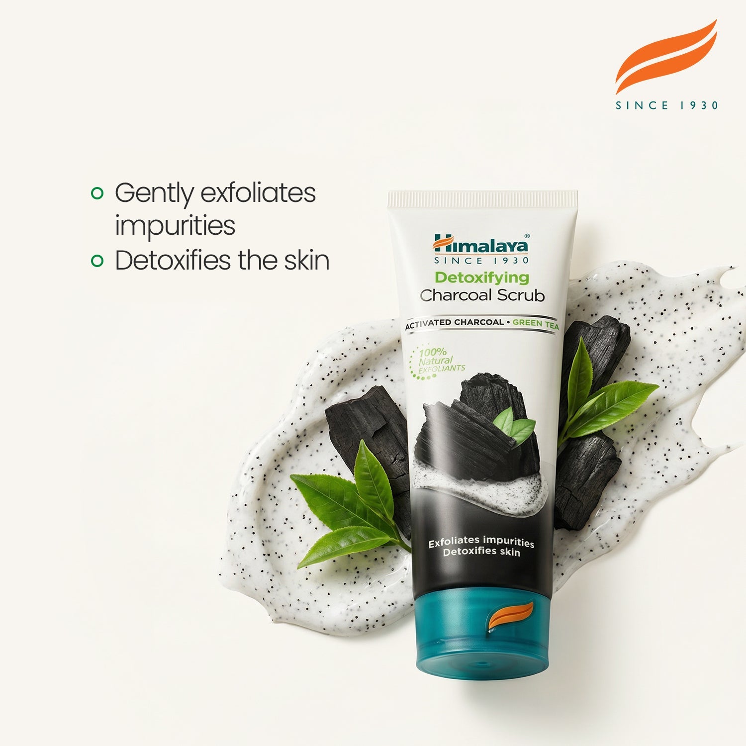 Himalaya detoxifying charcoal face scrub in a 75ml tube for deep pore cleansing and exfoliation — view 3