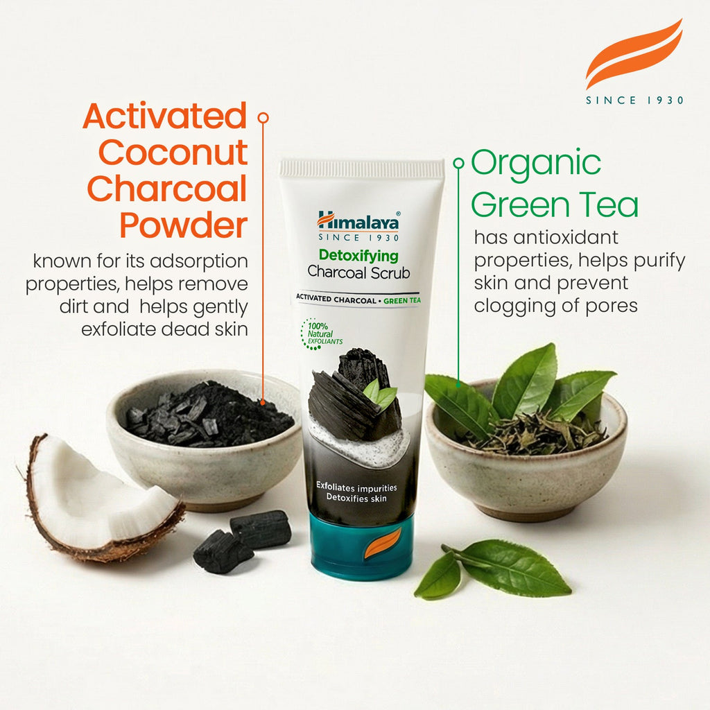 Himalaya detoxifying charcoal face scrub in a 75ml tube for deep pore cleansing and exfoliation — view 4