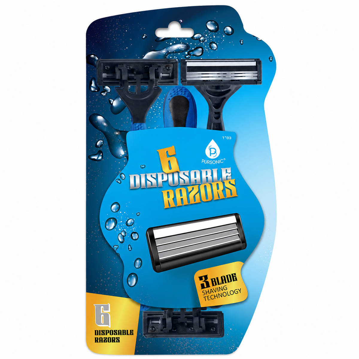 6 Disposable Razors – 3-Blade Shaving Surface Technology-0