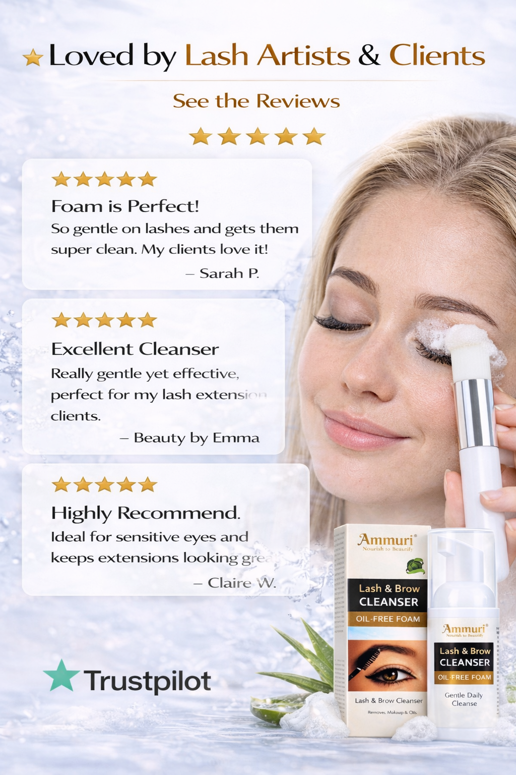Eyelash Extension Shampoo & Lash/Brow Cleansing Kit | Ammuri-4