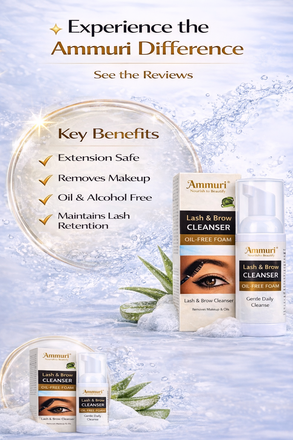 Eyelash Extension Shampoo & Lash/Brow Cleansing Kit | Ammuri-3