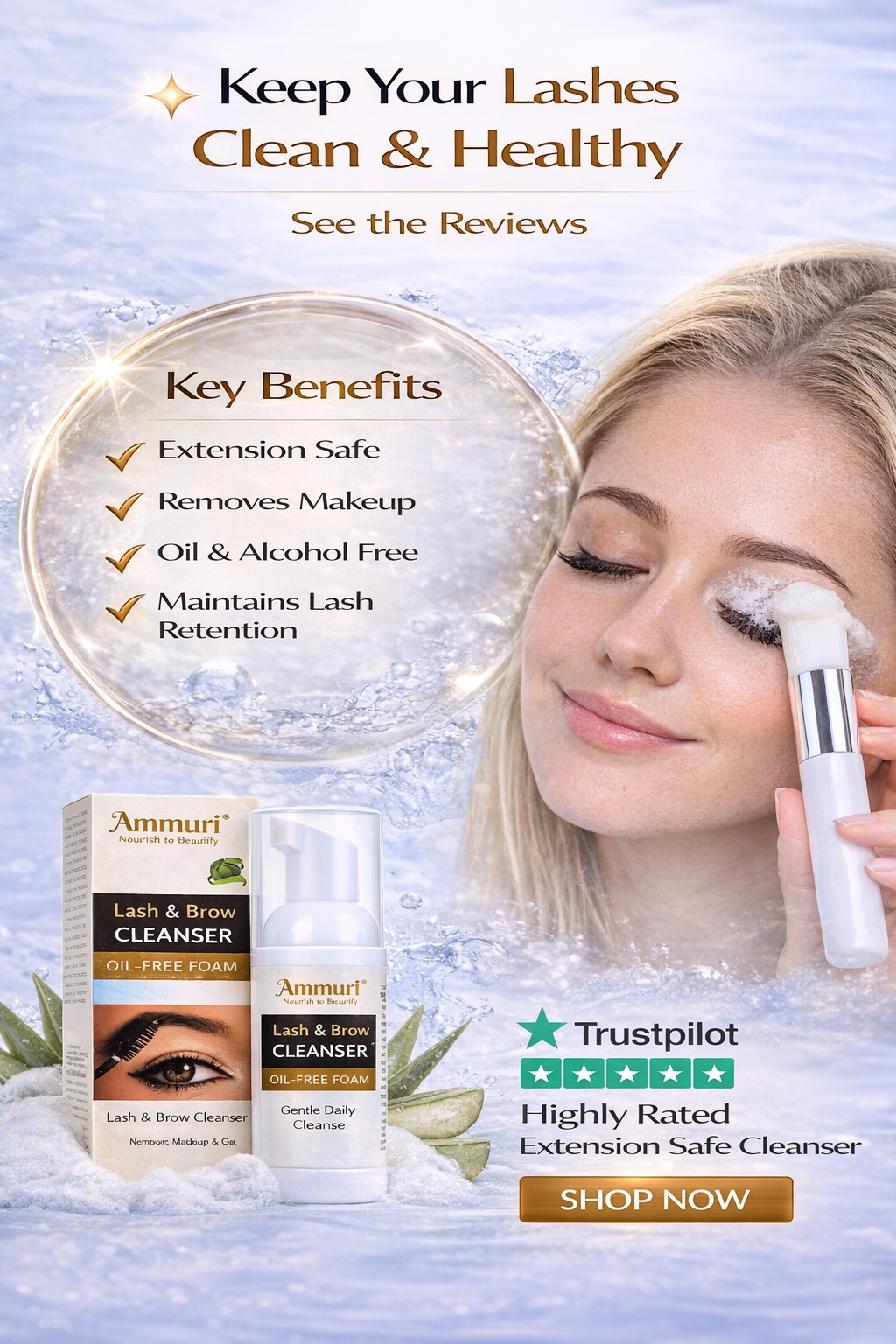 Eyelash Extension Shampoo & Lash/Brow Cleansing Kit | Ammuri-2