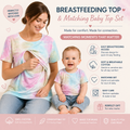 Cotton tie dye breastfeeding top and matching kids shirt set in soft breathable fabric