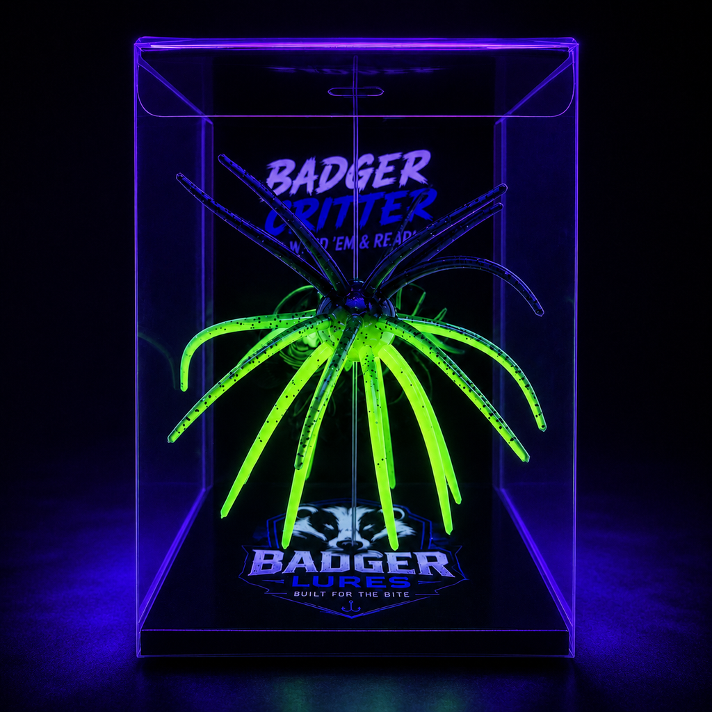 Badger Urchin Bait 20mm TPE – UV Reactive Green Pumpkin Chartreuse-0