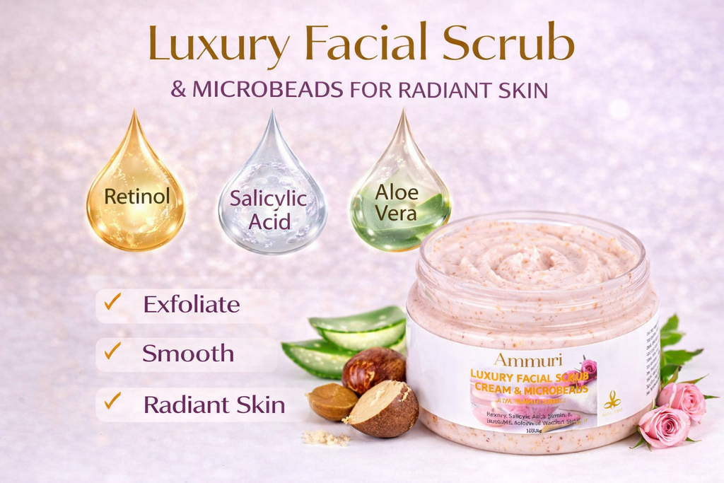Ammuri retinol facial scrub and exfoliating cream for smooth skin in elegant packaging — view 4