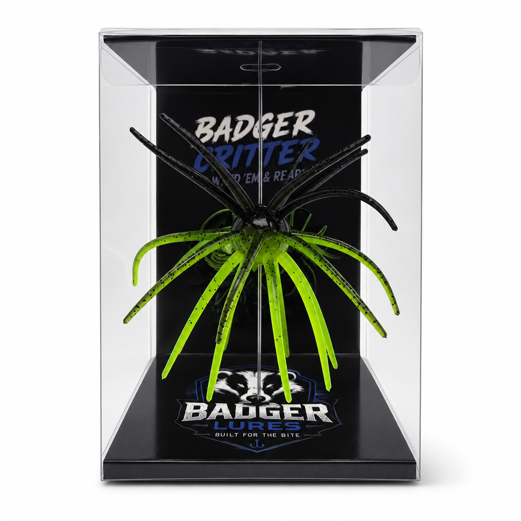 Badger Urchin Bait 20mm TPE – UV Reactive Green Pumpkin Chartreuse-1