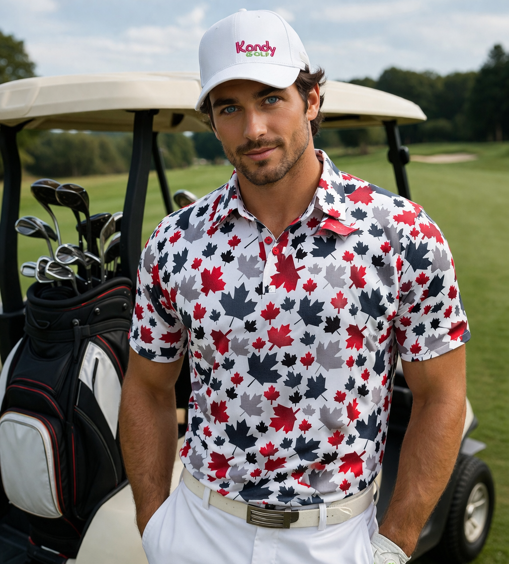 Men's short sleeve Canada EH performance golf polo shirt in a limited edition print — view 2
