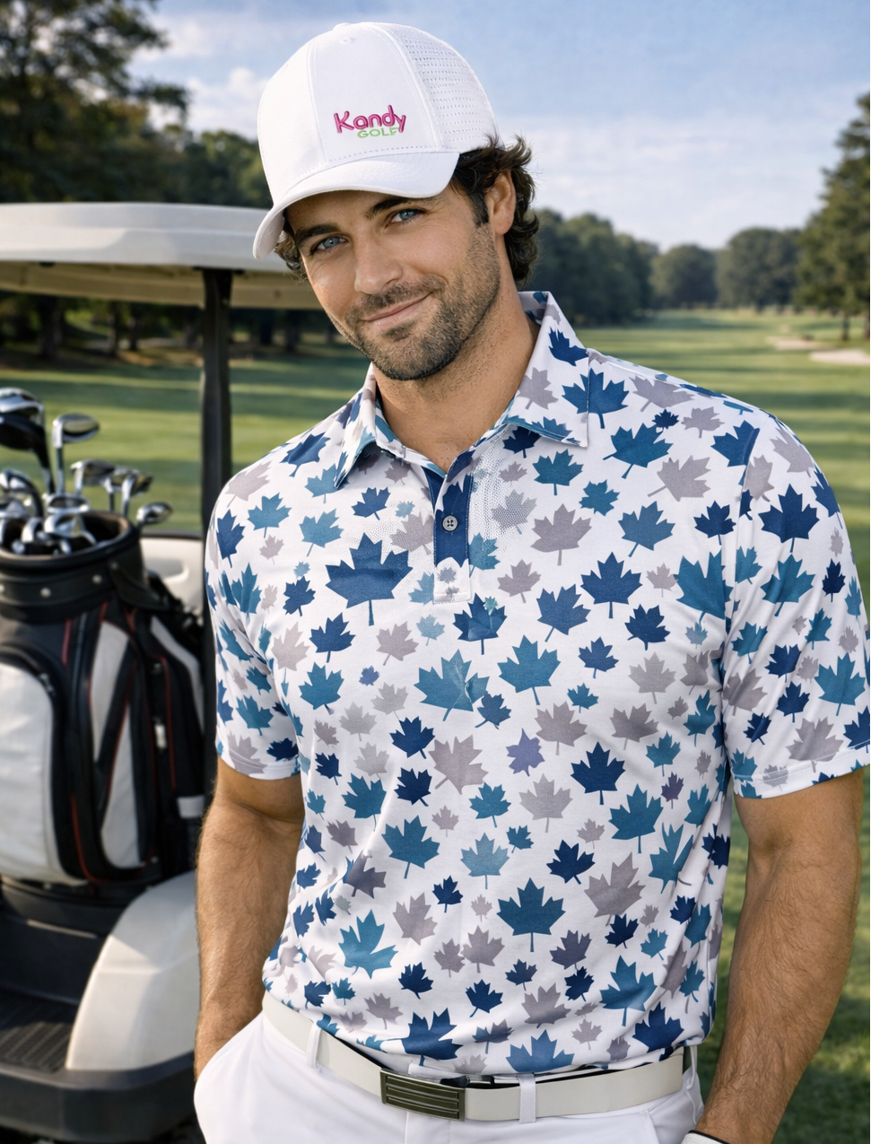 Men's short sleeve Canada EH performance golf polo shirt in a limited edition print — view 4