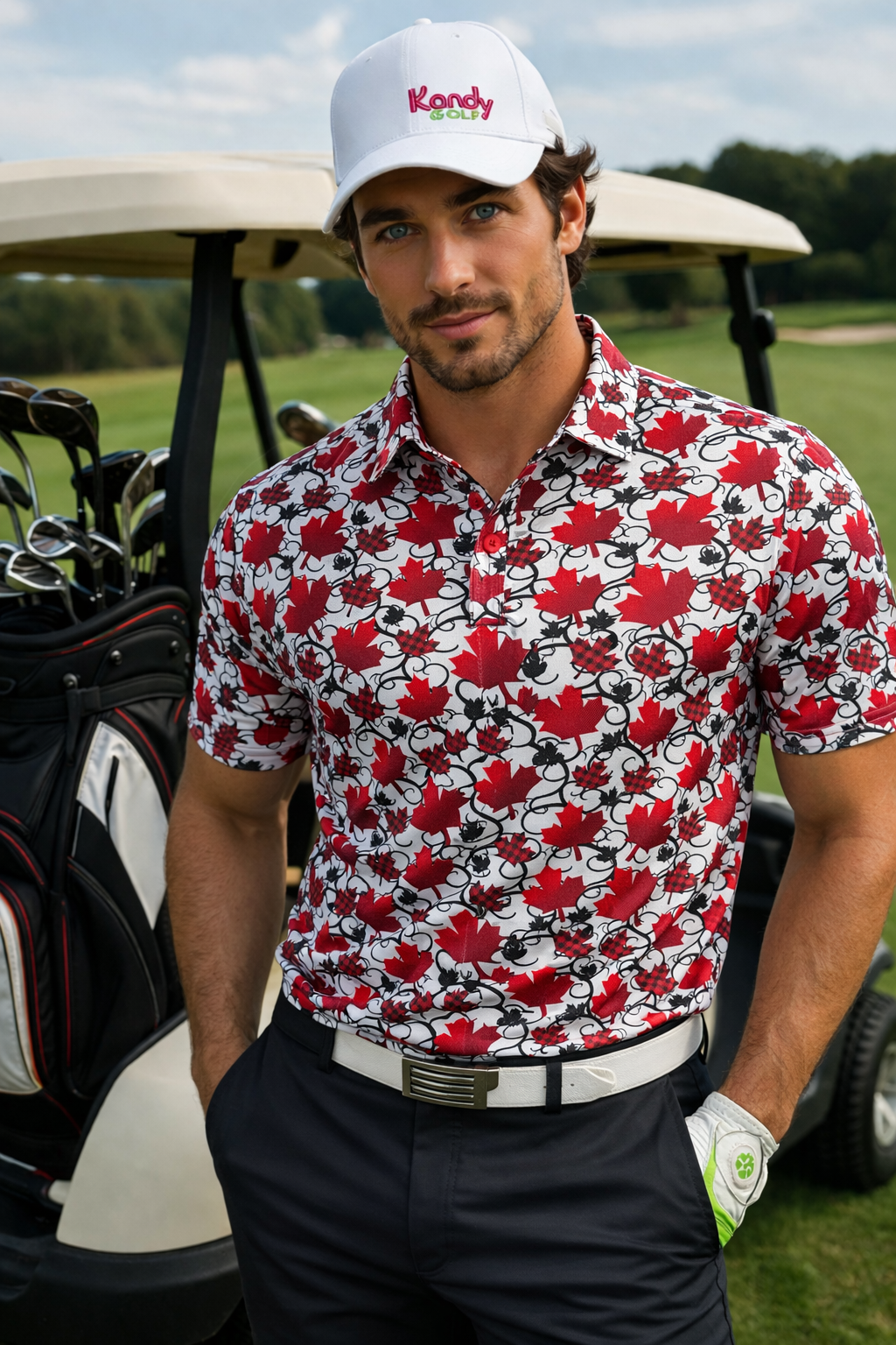 Men's short sleeve Canada EH performance golf polo shirt in a limited edition print — view 5
