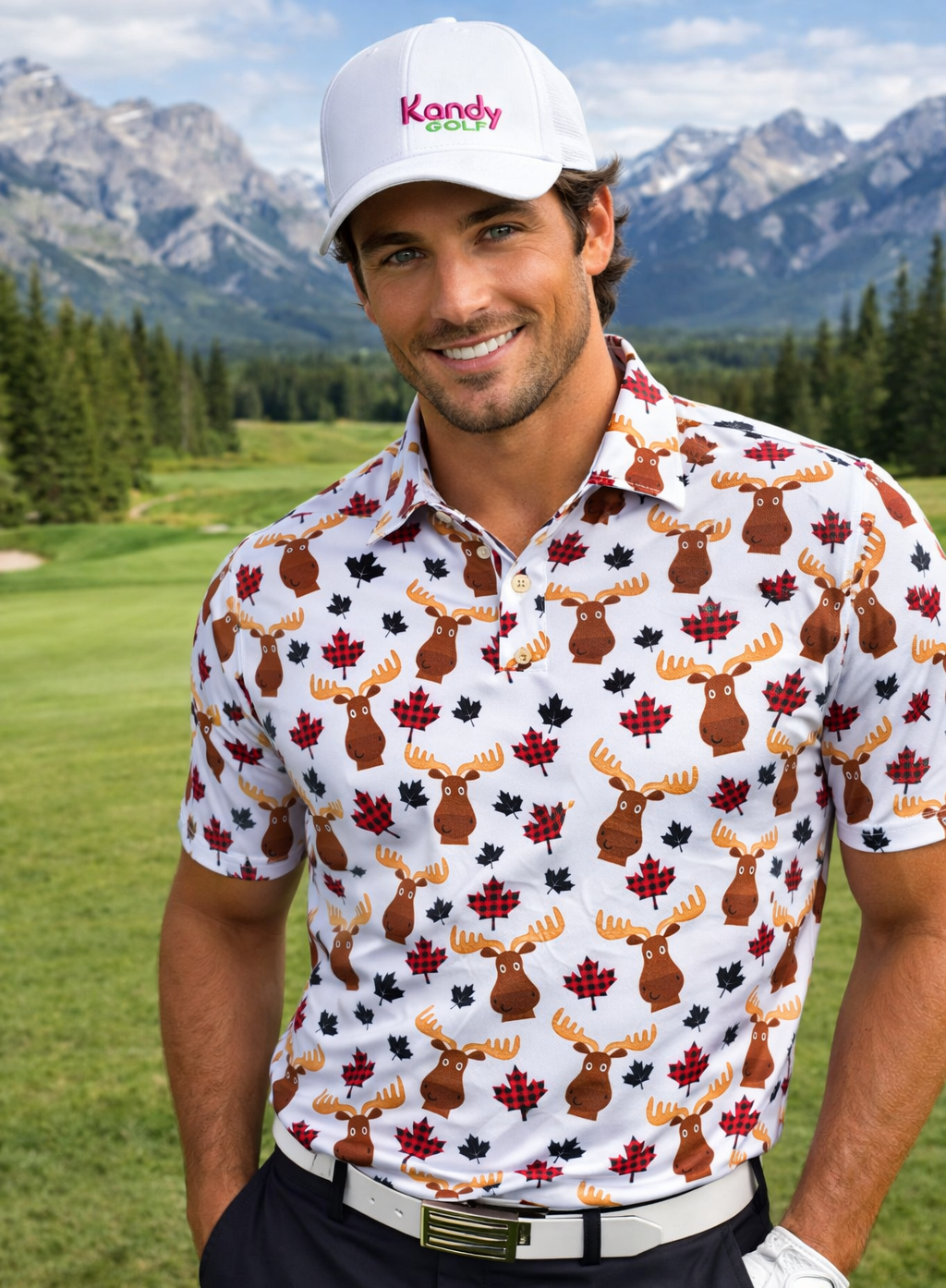 Men's short sleeve Canada EH performance golf polo shirt in a limited edition print — view 3