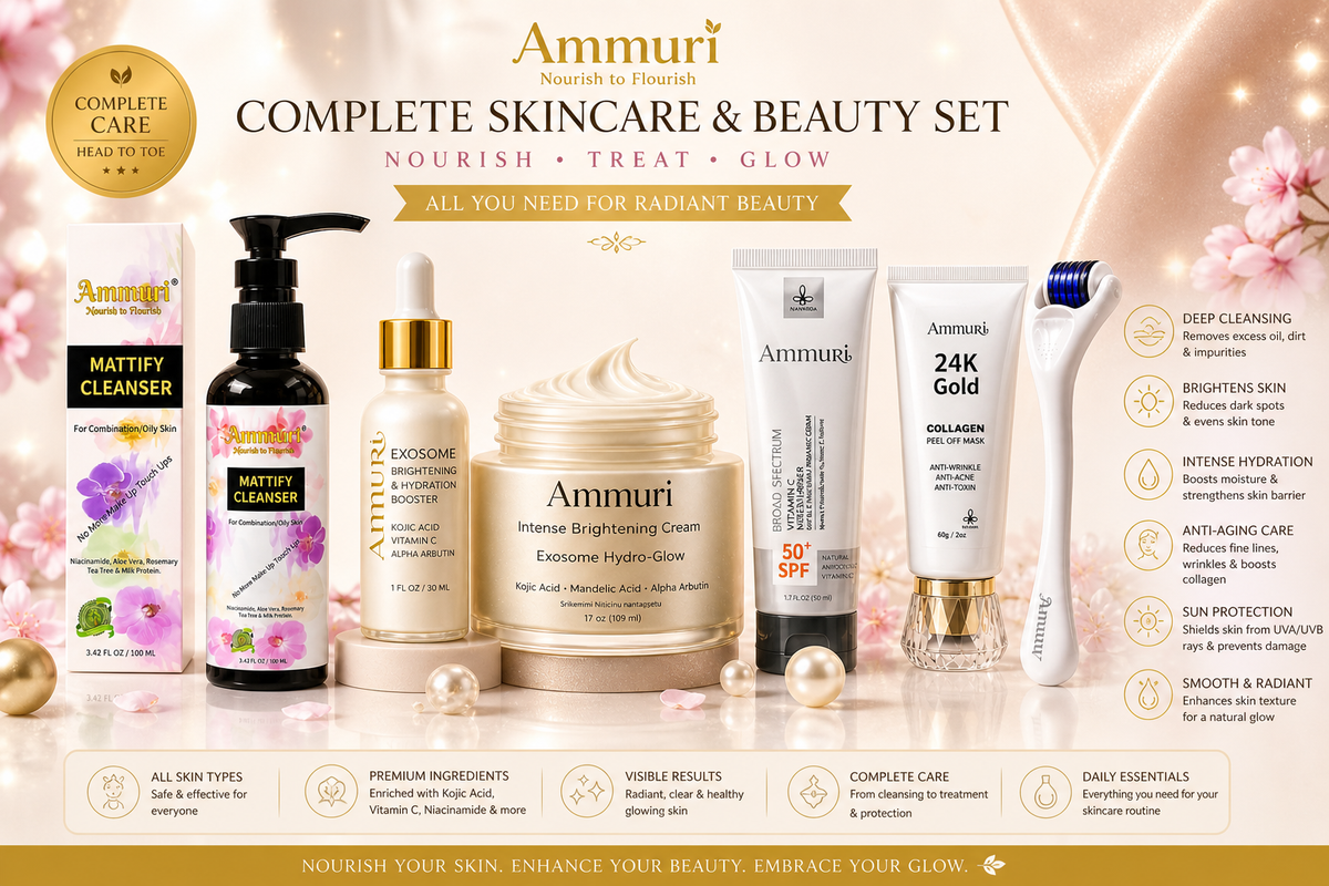 6-Piece Complete Brightening Skincare Set | Cleanse, Brighten & Protect | Ammuri-2