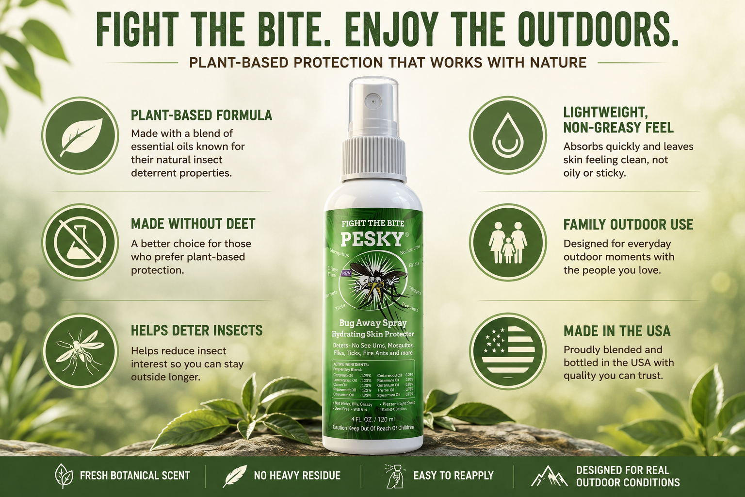 PESKY Bug Away Spray bottle, plant-based mosquito deterrent with essential oils for outdoor use — view 4