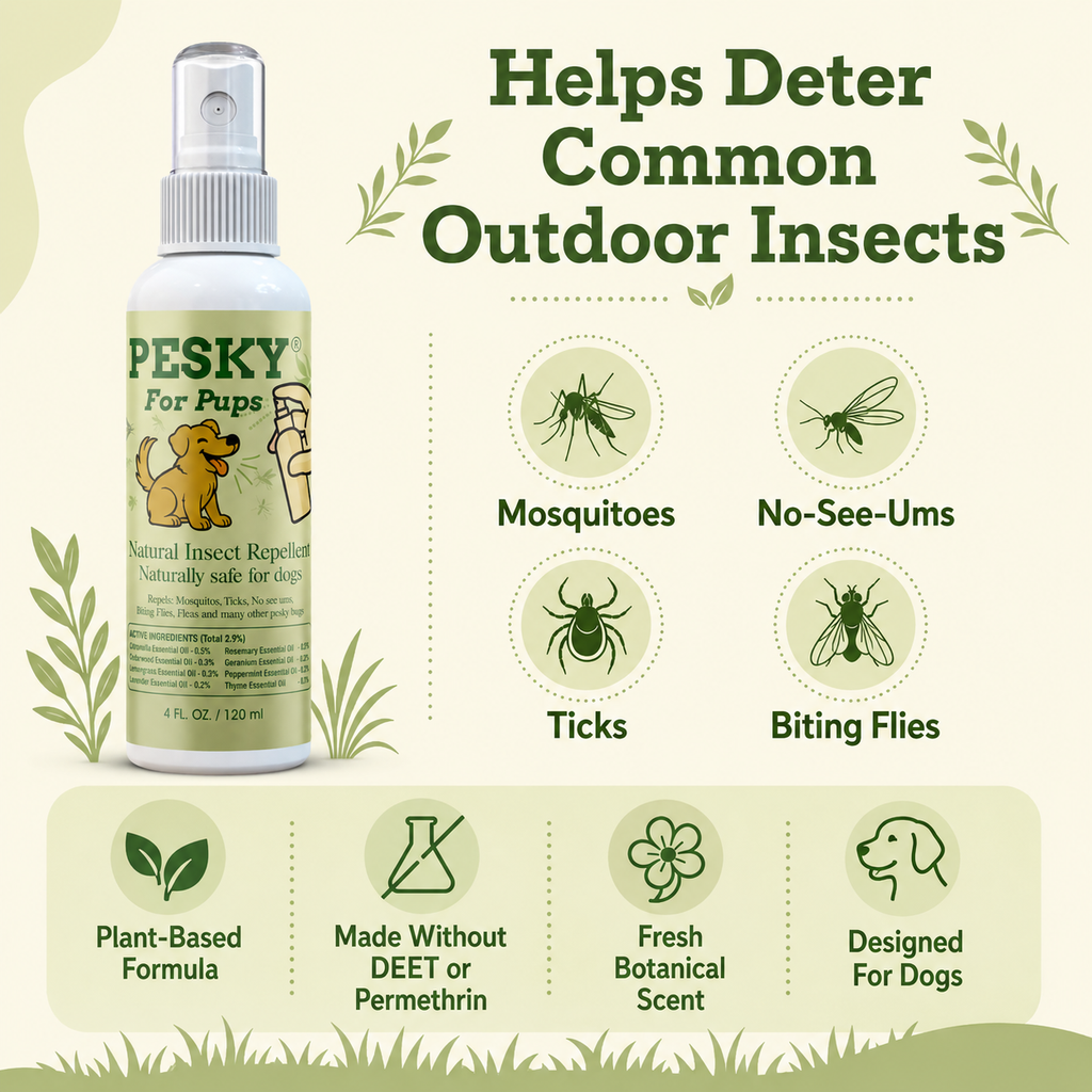 PESKY plant-based dog bug repellent spray bottle with natural essential oils for outdoor pets — view 3
