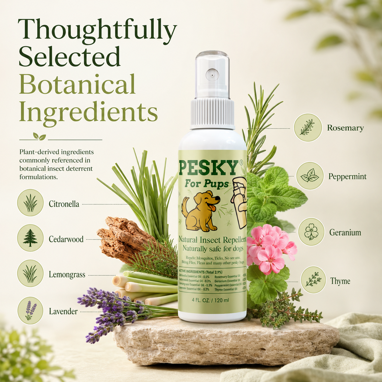 PESKY plant-based dog bug repellent spray bottle with natural essential oils for outdoor pets — view 4