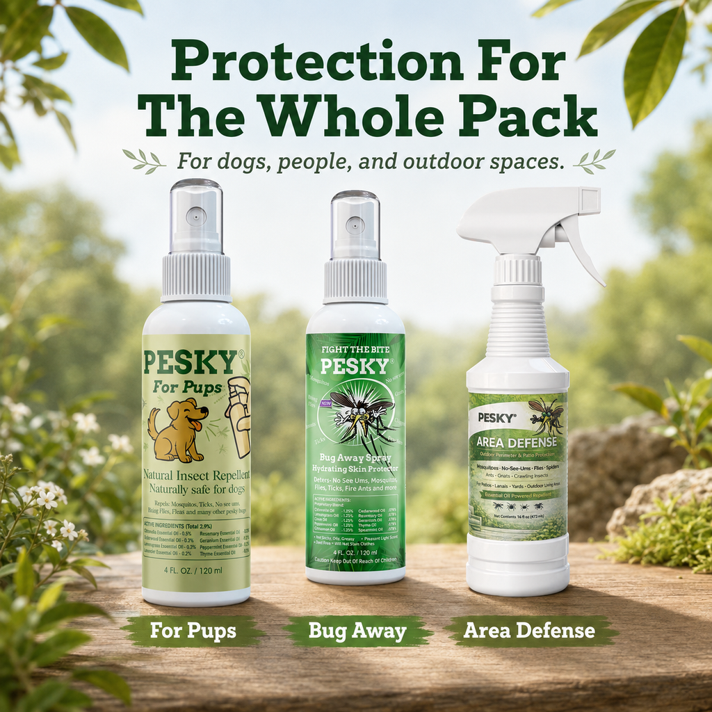 Plant-based dog insect repellent spray bottle by PESKY in lightweight 2oz travel size — view 3