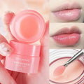 Cherry bliss lip repair mask in adorable pink container with applicator brush for overnight hydration