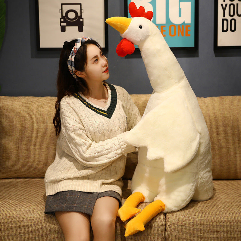 Soft yellow and white chicken plush toy filled with premium cotton for comfortable cuddling — view 2