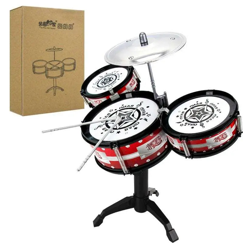 Children's jazz drum set in vibrant colors with a comfortable chair and durable plastic drums — view 2