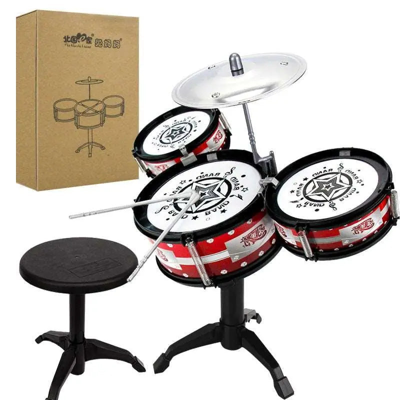 Children's jazz drum set in vibrant colors with a comfortable chair and durable plastic drums — view 5
