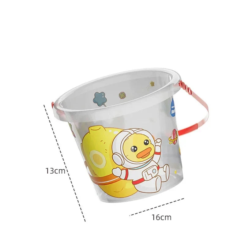 14-piece colorful plastic kids sand and water beach toy set with bucket and duck mold — view 3