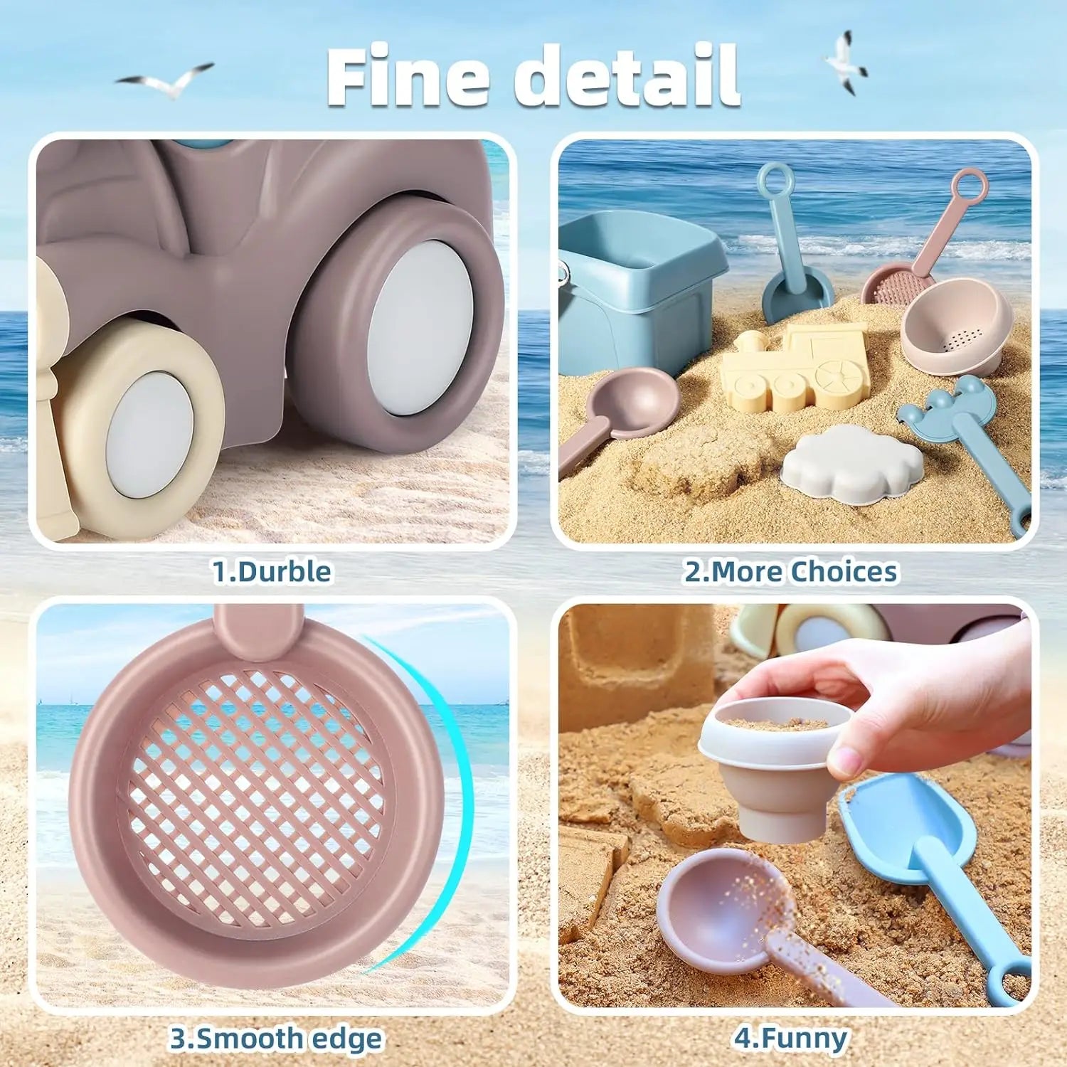Kids beach truck and princess tea set made of vibrant high-quality plastic with sand tools — view 4