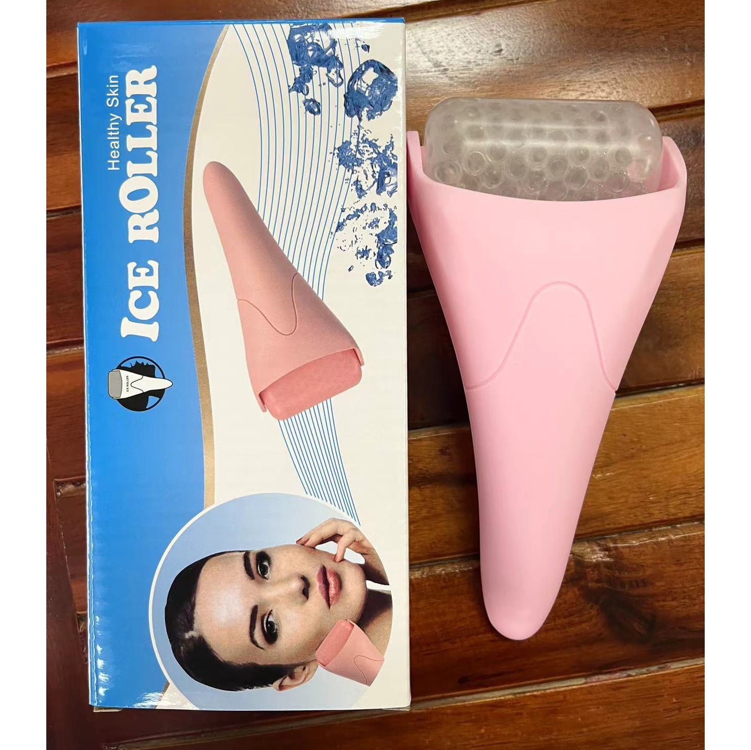 Facial ice roller massage device in pastel colors for skincare and depuffing treatments. — view 3