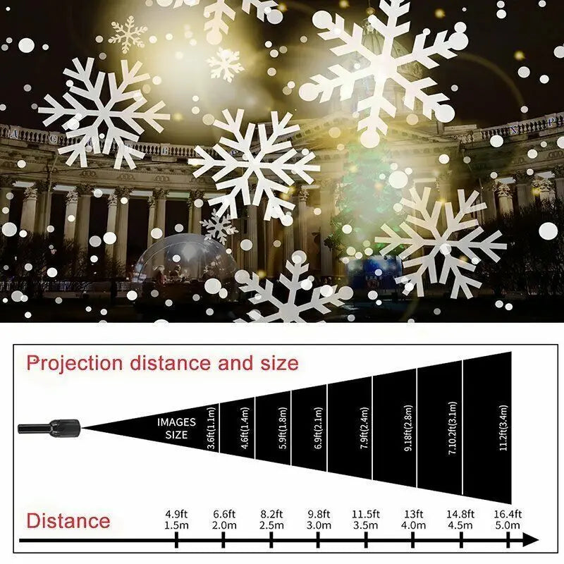 Black rotating LED Christmas snowflake projector light casting magical holiday patterns on indoor walls — view 4