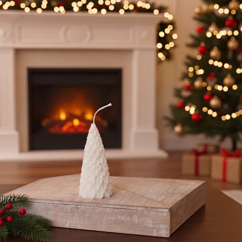 Christmas Pine Tree Candles | Sculptural Soy Wax Holiday Decor-5