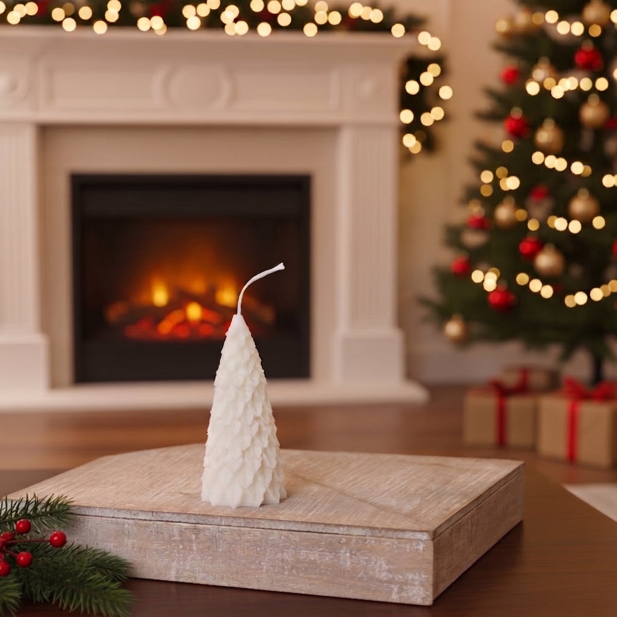Christmas Pine Tree Candles | Sculptural Soy Wax Holiday Decor-5