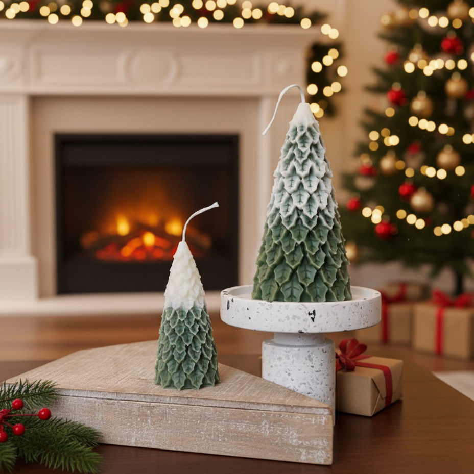 Christmas Pine Tree Candles | Sculptural Soy Wax Holiday Decor-0