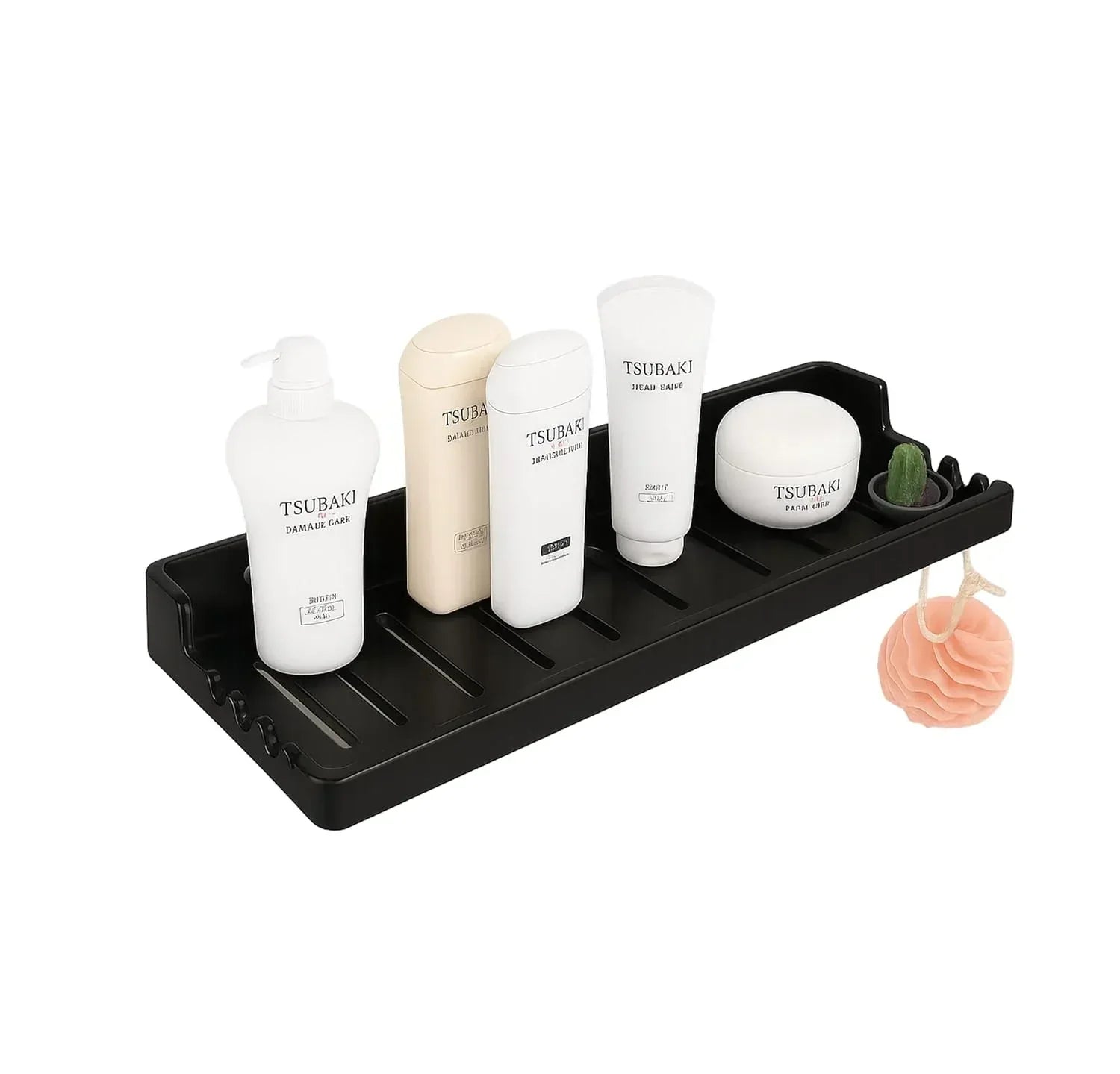 Glossy black classic ceramic wall mounted bathroom shelf rack for elegant toiletry storage