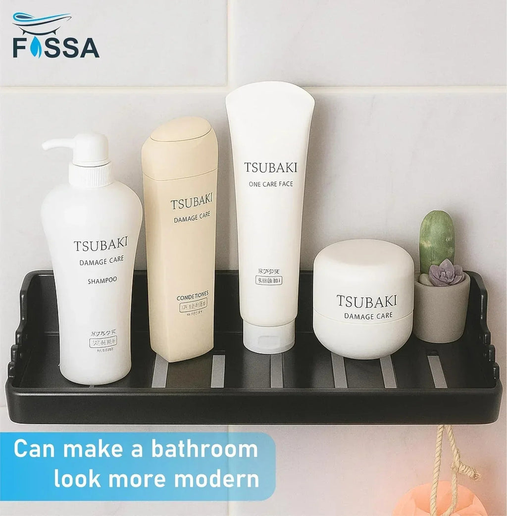 Glossy black classic ceramic wall mounted bathroom shelf rack for elegant toiletry storage — view 5