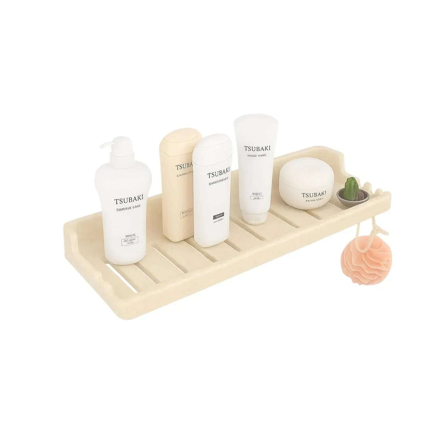 Classic ceramic wall mounted bathroom shelf rack in a glossy ivory finish for toiletries