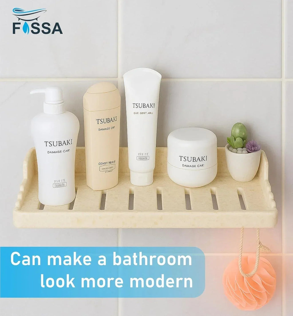 Classic ceramic wall mounted bathroom shelf rack in a glossy ivory finish for toiletries — view 5